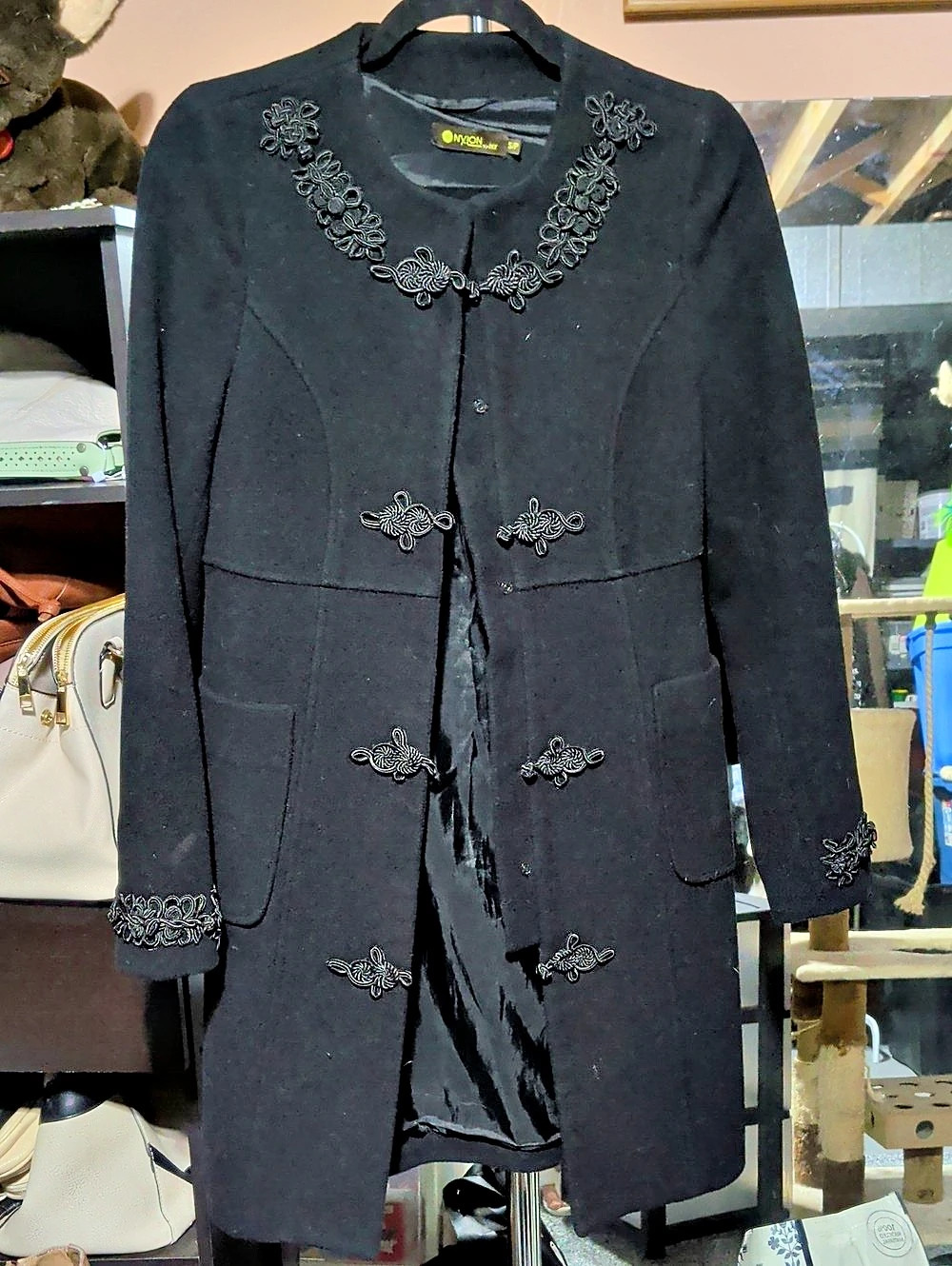 NYLON by OXXO Black Embroidered Coat Size Small